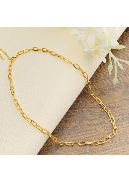 Ataç Kolye Zincir Ataç Kolye 45+5cm 14 ayar Gold