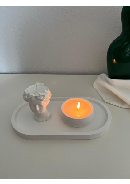 Antik Büst ve Mumluk Seti, Helen Büst Heykeli, 3'lü Mum Set, Minimalist Helen Büstü ve Dekoratif Tepsi Seti fırsatları