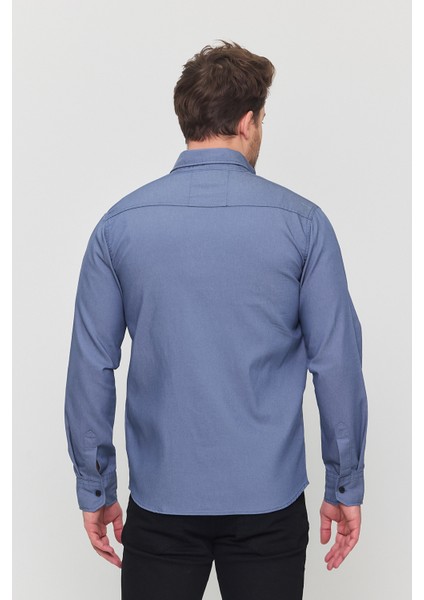 Erkek Mint Slim Fit Dar Kalıp Pamuklu Kot Gömlek