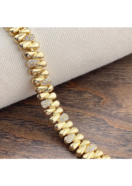 Kadın Kadın Bileklik Damla Su Yolu Kararmaz Xuping Vip Seri 14 Ayar Gold 17+2cm modelleri