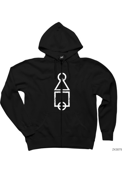 Squid Game Keys Siyah Fermuarlı Kapşonlu Sweatshirt