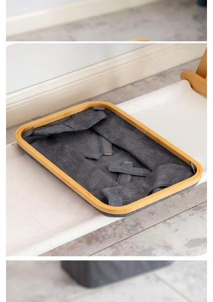 50 Lt Bambu Kumaş Kirli Çamaşır Taşıma - Sepeti Joseph Model - Çok Amaçlı - Kumaş Sepet fırsatları