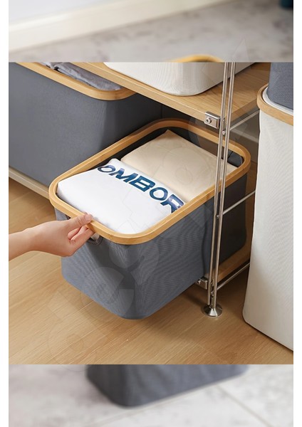 50 Lt Bambu Kumaş Kirli Çamaşır Taşıma - Sepeti Joseph Model - Çok Amaçlı - Kumaş Sepet indirimleri