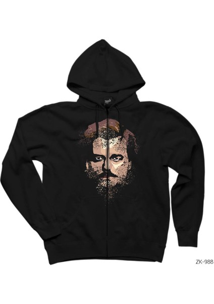 Narcos Artwork Siyah Fermuarlı Kapşonlu Sweatshirt