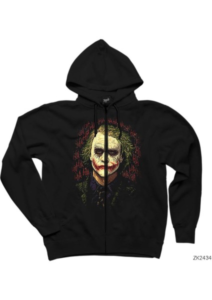 Joker Hahaha Siyah Fermuarlı Kapşonlu Sweatshirt