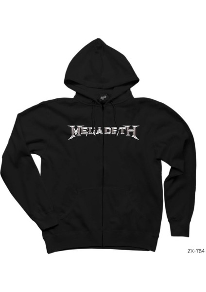 Megadeth Logo Siyah Fermuarlı Kapşonlu Sweatshirt