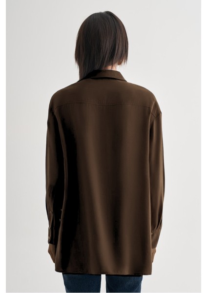 Yan Düğme Detaylı Premium Modal Kahverengi Tunik modelleri