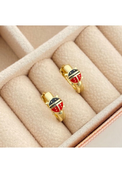 Kız Çocuk Küpe Uğur Böceği Küpe 14 Ayar Gold