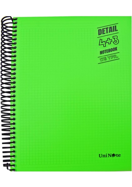 Çınar Im Smart A4 175 Yaprak Plastik Kapak Spiralli 4 Kareli + 3 Çizgili Ayraçlı Defter (62054)