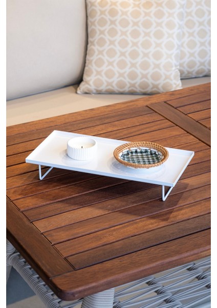 Beyaz Metal Tepsi - Dekoratif Sunum ve Servis Tepsisi - Apresentacao