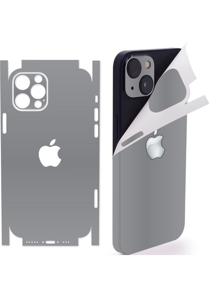 Apple iPhone 16 360 Full Arka Kaplama Koruma Sticker Kılıfsız Kullanım Için Gümüş Gri