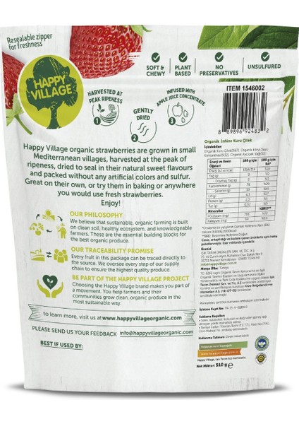 Organik Infüze Kuru Çilek- Çilek Kurusu- Organik Kuru Meyve- Vegan - Glutensiz 510 gr fırsatları