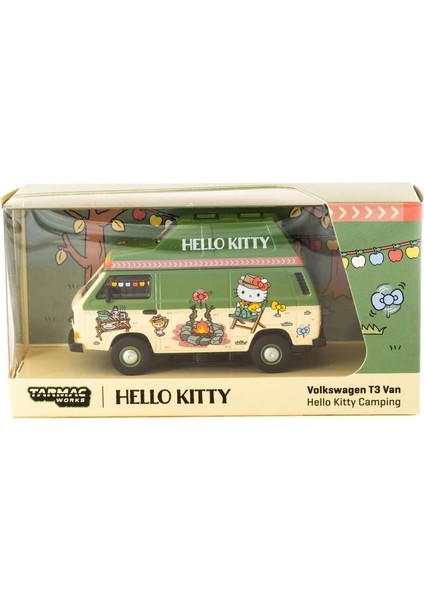 Schuco x Tarmac Works 1/64 Volkswagen T3 Van Hello Kitty Camping - COLLAB64