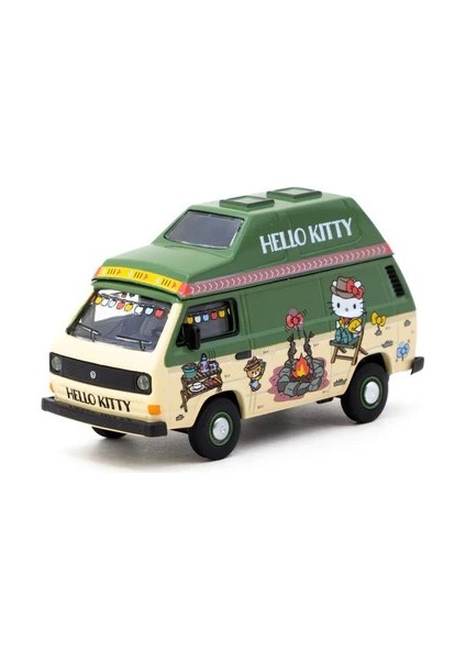 Schuco x Tarmac Works 1/64 Volkswagen T3 Van Hello Kitty Camping - COLLAB64