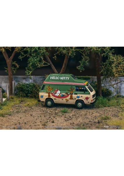 Schuco x Tarmac Works 1/64 Volkswagen T3 Van Hello Kitty Camping - COLLAB64