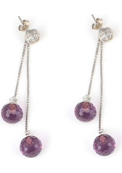 925 Ayar Gümüş Ametist Toplu Fasetli Küpe fiyatları