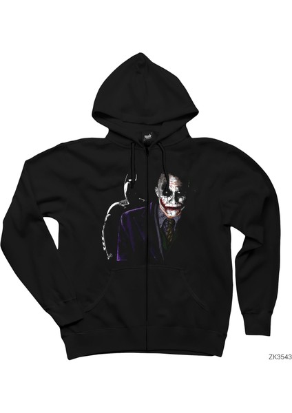 Batman Vs Joker Siyah Fermuarlı Kapşonlu Sweatshirt