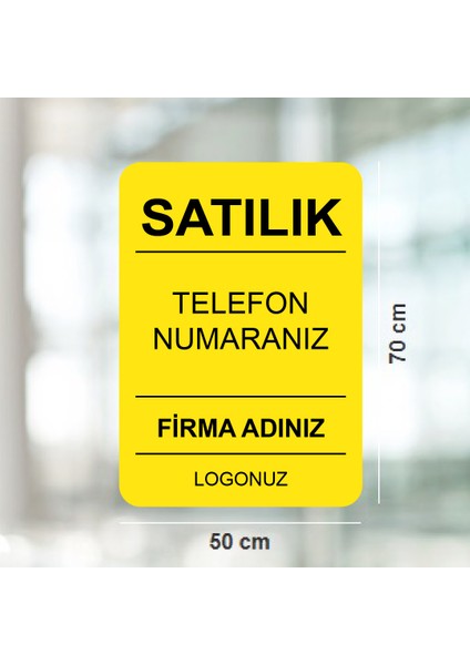 Sarı Satılık Emlak Afişi 50x70cm Dikey 125gr. Parlak Yüzey