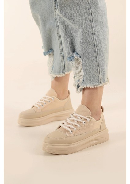 Kadın Yüksek Taban Hafif Rahat Taban Keten Günlük Bağcıklı Kadın Sneaker Spor Ayakkkabı modelleri