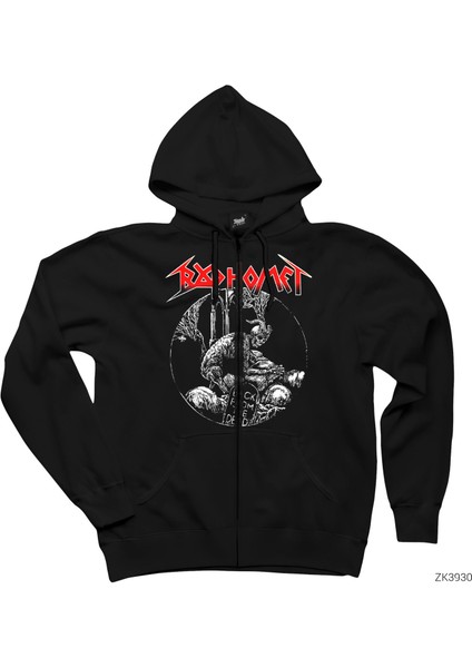 Baphomet Back From The Dead Siyah Fermuarlı Kapşonlu Sweatshirt