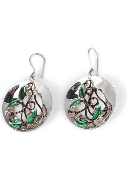 925 Ayar Gümüş Çanaklı, Mineli Yaprak Küpe fiyatları