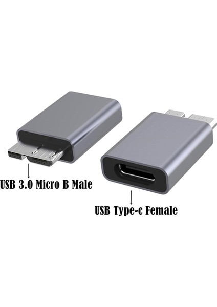 USB Adaptörü Tip C Dişi USB 3.0 Mikro B Erkek Konnektör Sabit Disk Bilgisayar Tip-C'yi Usb3.0 Mikro B Erkek'e Bağlamak Için Alüminyum Alaşımlı Adaptör (Yurt Dışından)