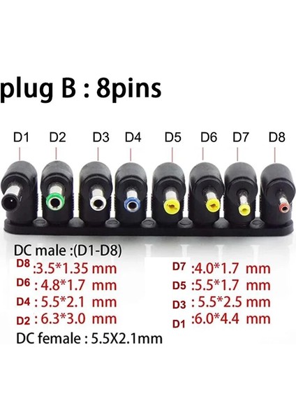 【ayak Kanepe】evrensel 5.5mm x 2.1mm Dc Dişi - Erkek Fiş Ac Güç Kaynağı Adaptörü Ipuçları Dizüstü Bilgisayar Jak Setleri Için Konnektör Kitleri (Yurt Dışından)