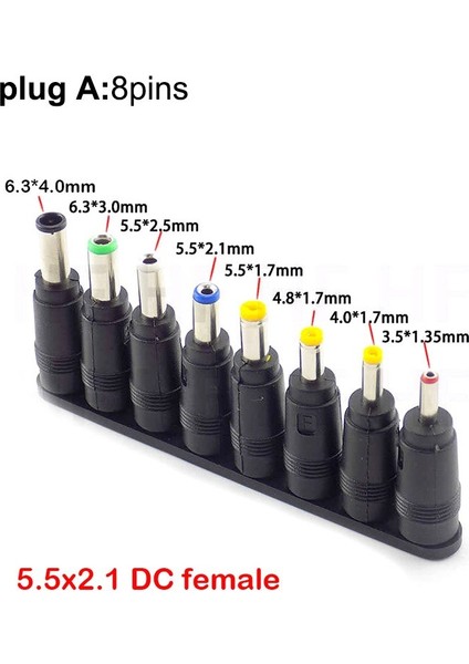 【ayak Kanepe】evrensel 5.5mm x 2.1mm Dc Dişi - Erkek Fiş Ac Güç Kaynağı Adaptörü Ipuçları Dizüstü Bilgisayar Jak Setleri Için Konnektör Kitleri (Yurt Dışından)