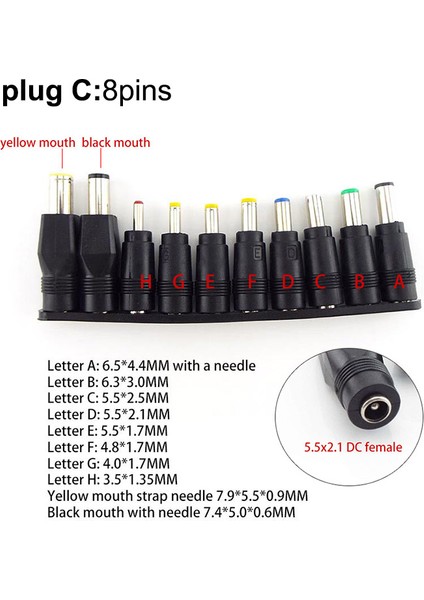 【ayak Kanepe】evrensel 5.5mm x 2.1mm Dc Dişi - Erkek Fiş Ac Güç Kaynağı Adaptörü Ipuçları Dizüstü Bilgisayar Jak Setleri Için Konnektör Kitleri (Yurt Dışından)