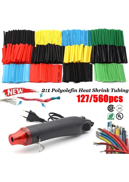 127/560 Adet Isı Büzüşmeli Boru Poliolefin Yalıtım Büzüşmeli Boru Tel Kablo Kiti Karşılaşma (Yurt Dışından) fiyatları