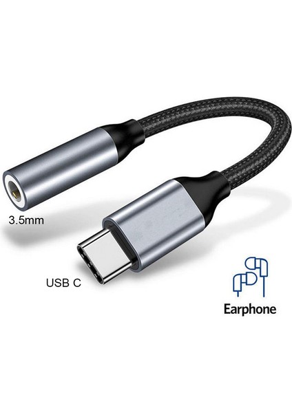 Tip C - 3,5 Jack Kulaklık USB C - 3,5 mm Aux Kulaklık Adaptörü Ses Kablosu (Yurt Dışından)