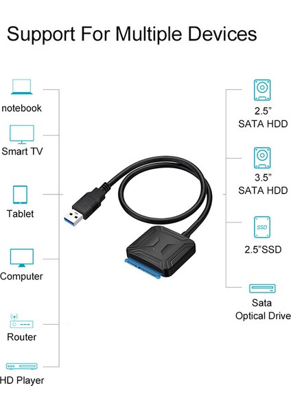 USB 3.0 Sata 3.5 2.5 Sabit Disk Adaptör Kablosu Samsung Seagate Wd HDD SSD Jing (Yurt Dışından)