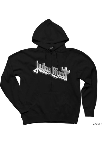 Judas Priest Steel Siyah Fermuarlı Kapşonlu Sweatshirt