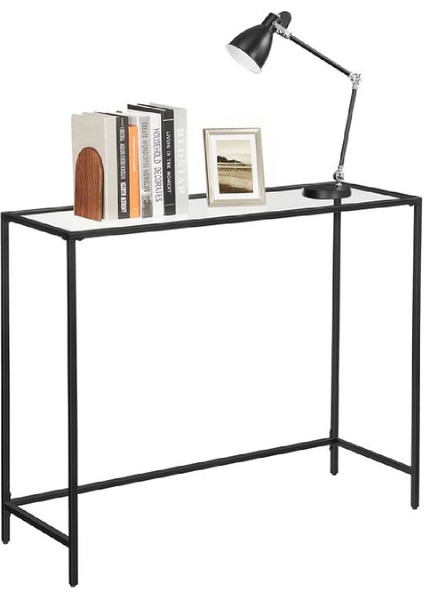 Modern Siyah Renk Temper Camlı Dresuar Metal Konsol