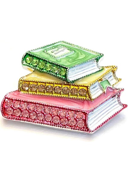 Parlak Taşlı Kitap Kurdu Broş Yaka Iğnesi