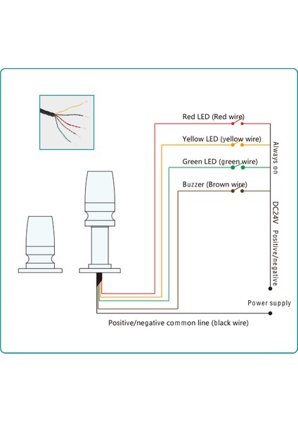 D035-1B-P 24V Dc 3 Renk Buzzer Ikaz Lambası