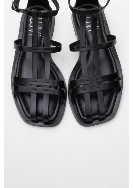 Odeil Siyah Hakiki Deri Kadın Sandalet fiyatları