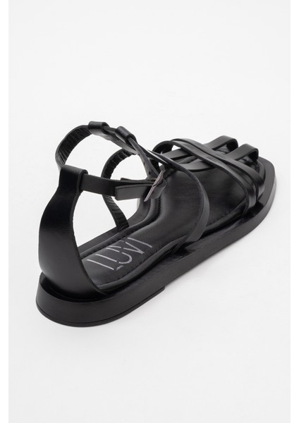 Odeil Siyah Hakiki Deri Kadın Sandalet indirimleri