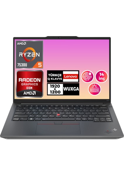 Thinkpad E14 Gen 5 Ryzen 5 7530U 40GB 2tb SSD 14" Wuxga Windows 11 Pro Notebook 21JR0009TX 016