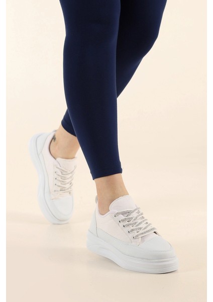Kadın Yüksek Taban Hafif Rahat Taban Keten Günlük Bağcıklı Kadın Sneaker Spor Ayakkkabı