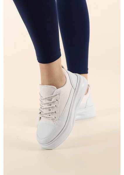 Kadın Yüksek Taban Hafif Rahat Taban Keten Günlük Bağcıklı Kadın Sneaker Spor Ayakkkabı fiyatları