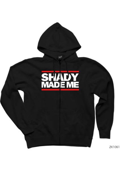 Eminem Shady Made Me Siyah Fermuarlı Kapşonlu Sweatshirt