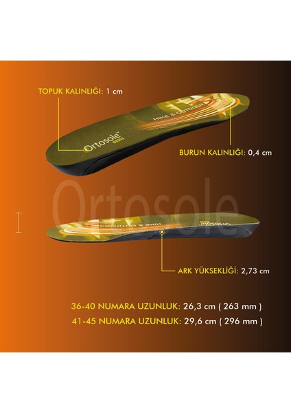 OS202 | Ark ve Jel Destekli, Zorlu Arazi ve Tırmanışlar İçin Topuk Destekli Ortopedik İç Tabanlık