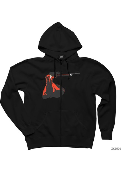 Hellsing Ultimate Gun Siyah Fermuarlı Kapşonlu Sweatshirt