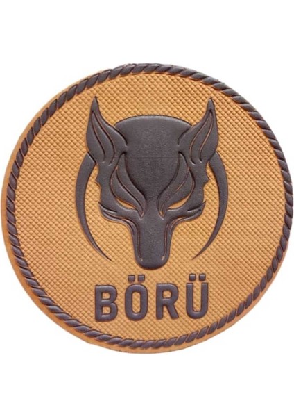 Börü Temalı Slikon Arma Patch Turuncu Renk Cırtlı