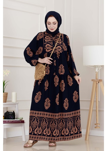 Yarım Düğmeli Robalı Amine Elbise-Vizon modelleri