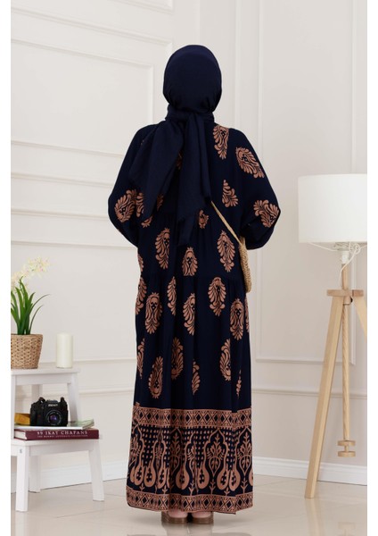 Yarım Düğmeli Robalı Amine Elbise-Vizon indirimleri