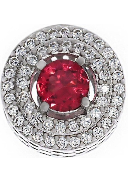 Kadın Kırmızı Taş Detay Taşlı Gümüş Charm