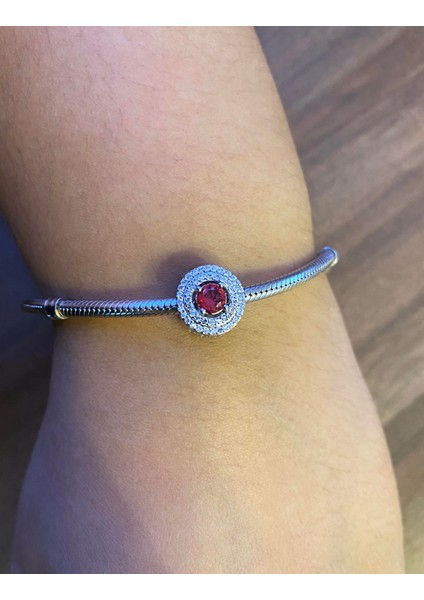 Kadın Kırmızı Taş Detay Taşlı Gümüş Charm fiyatları