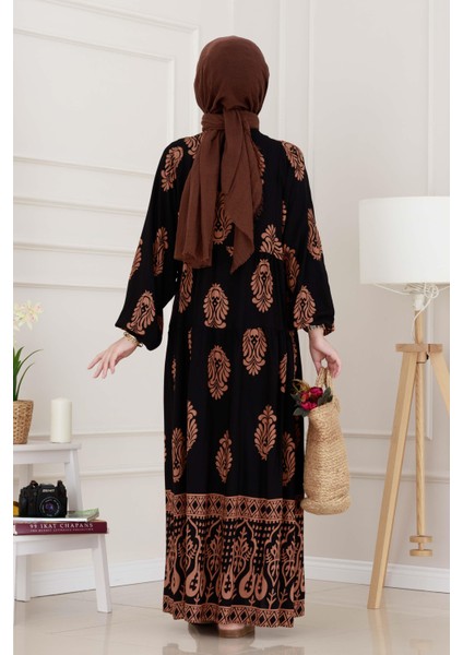 Yarım Düğmeli Robalı Amine Elbise-Siyah indirimleri